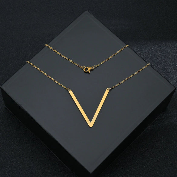 Necklace Stainless Steel Letter Pendant Electroplating Polishing