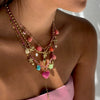 Necklace Stainless Steel Little Fresh Flower Heart Shape Electroplating