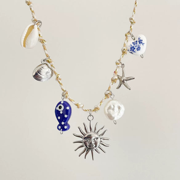 Necklace Stainless Steel Little Fresh Flower Heart Shape Electroplating