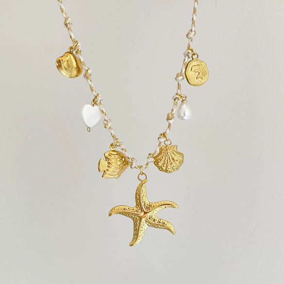 Necklace Stainless Steel Little Fresh Flower Heart Shape Electroplating