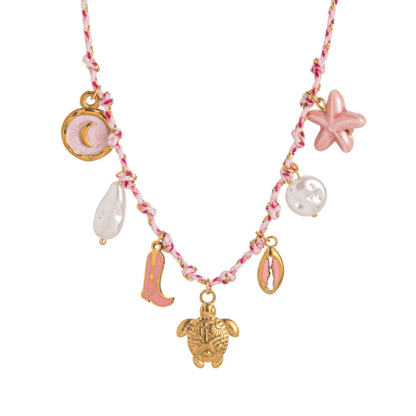Necklace Stainless Steel Little Fresh Flower Heart Shape Electroplating