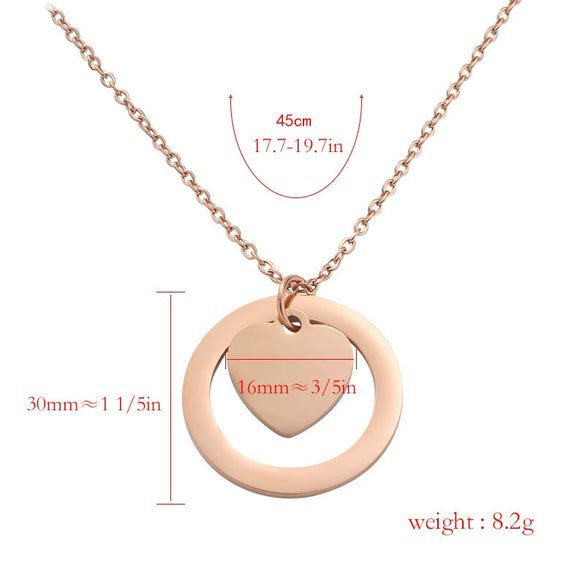 Necklace Stainless Steel Love Heart Pendant Simple Fashion