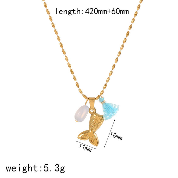 Necklace Stainless Steel Marine Elements Highend Geometric Dripping Oil Women's Cross Chain