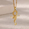 Necklace Stainless Steel Microinlaid Zircon Snake Cross Pendant Electroplating Fashion