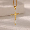 Necklace Stainless Steel Microinlaid Zircon Snake Cross Pendant Electroplating Fashion