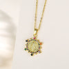 Necklace Stainless Steel Mixed Gem Inlay Geometric Electroplating Pendant Chain Women's Fashion Religious Accessories