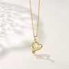 Necklace Stainless Steel Mixed Gem Inlay Heart Shaped Pendant Electroplating