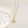 Necklace Stainless Steel Mixed Gem Inlay Heart Shaped Pendant Electroplating