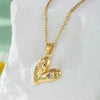 Necklace Stainless Steel Mixed Gem Inlay Heartshaped Electroplating Style For Women