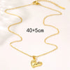 Necklace Stainless Steel Mixed Gem Inlay Heartshaped Electroplating Style For Women