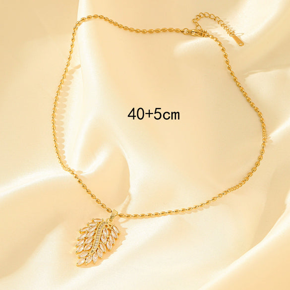 Necklace Stainless Steel Mixed Gemstone Inlay Geometric Minimalist Electroplating Female