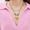 Necklace Stainless Steel Mushroom Pendant Handwoven Rope 18K Gold Plated Star Pattern Minimalist Style