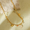 Necklace Stainless Steel Natural Stone Beaded Pearl Heart Shape Electroplating Women's Light Luxury Trendy