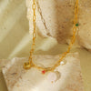 Necklace Stainless Steel Natural Stone Beaded Pearl Heart Shape Electroplating Women's Light Luxury Trendy