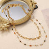 Necklace 316L Stainless Steel Natural Stone Plated 18K Gold Fashion Style For Women