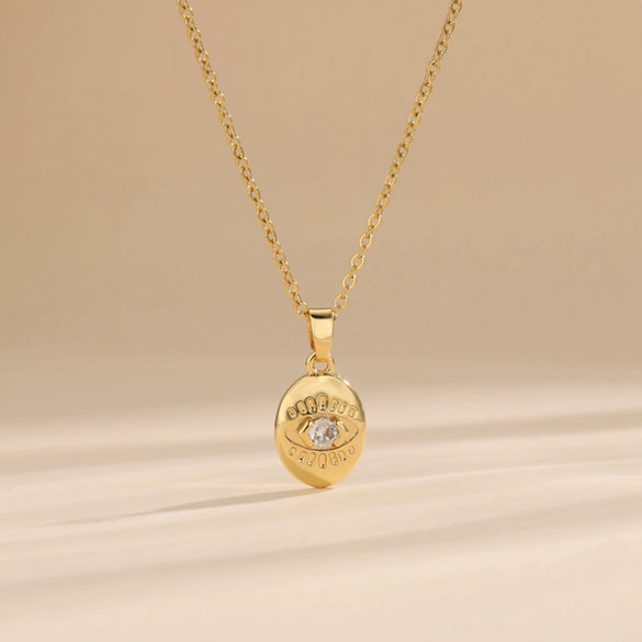 Necklace Stainless Steel O Shaped Chain Copper Inlaid Zirconium Devil's Eye Constellation Electroplating Design