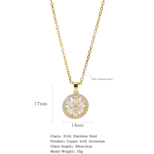 Necklace Stainless Steel O Shaped Chain Copper Inlaid Zirconium Devil's Eye Constellation Electroplating Design