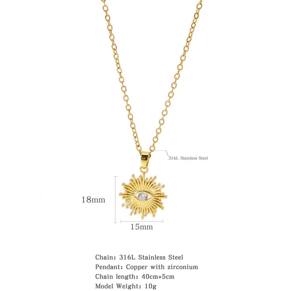 Necklace Stainless Steel O Shaped Chain Copper Inlaid Zirconium Devil's Eye Constellation Electroplating Design