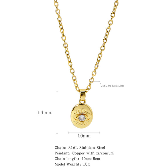 Necklace Stainless Steel O Shaped Chain Copper Inlaid Zirconium Devil's Eye Constellation Electroplating Design