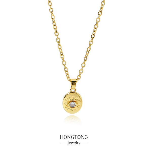 Necklace Stainless Steel O Shaped Chain Copper Inlaid Zirconium Devil's Eye Constellation Electroplating Design