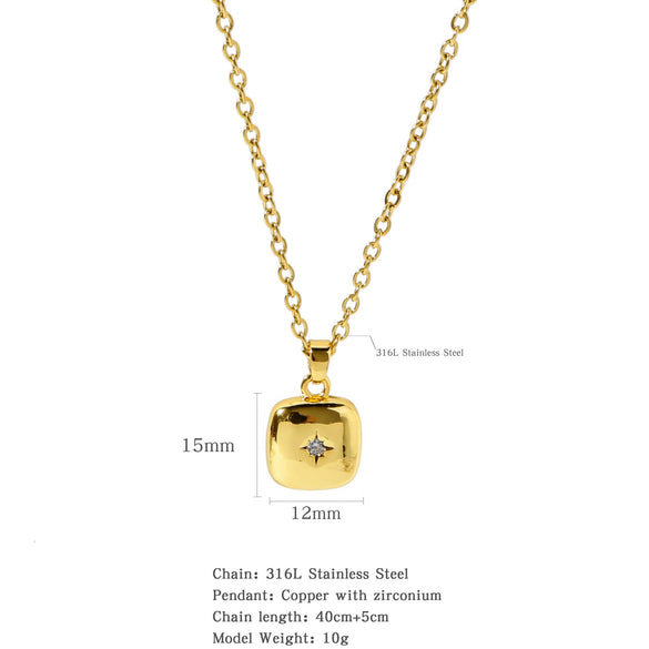 Necklace Stainless Steel O Shaped Chain Copper Inlaid Zirconium Devil's Eye Constellation Electroplating Design