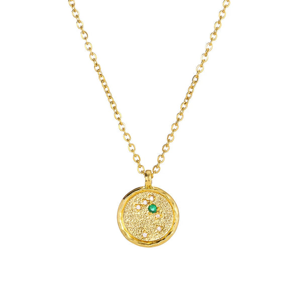 Necklace Stainless Steel O Shaped Chain Twelve Constellations Copper Zircon