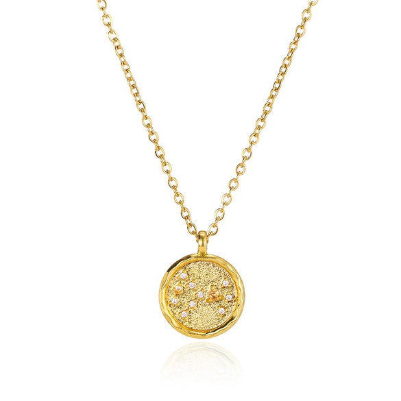 Necklace Stainless Steel O Shaped Chain Twelve Constellations Copper Zircon