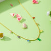 Necklace Stainless Steel Organic Glass Geometric Style Electroplating Colorful Zircon Tassel Chain