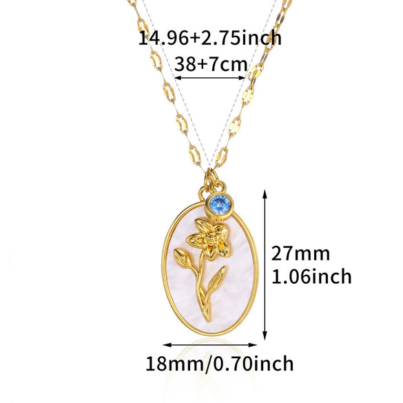Necklace Stainless Steel Oval Shell Pendant Electroplating With Letters Numbers Text Pattern