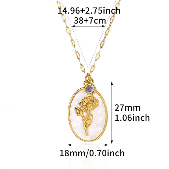 Necklace Stainless Steel Oval Shell Pendant Electroplating With Letters Numbers Text Pattern
