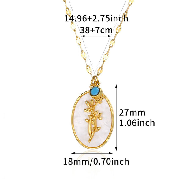 Necklace Stainless Steel Oval Shell Pendant Electroplating With Letters Numbers Text Pattern