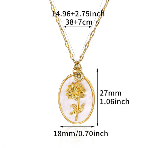 Necklace Stainless Steel Oval Shell Pendant Electroplating With Letters Numbers Text Pattern