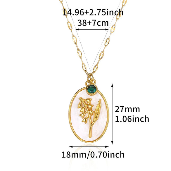 Necklace Stainless Steel Oval Shell Pendant Electroplating With Letters Numbers Text Pattern