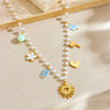 Necklace Stainless Steel Pearl Chain Heart Shape Pendant Electroplating Women's Accessories