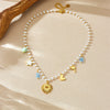 Necklace Stainless Steel Pearl Chain Heart Shape Pendant Electroplating Women's Accessories