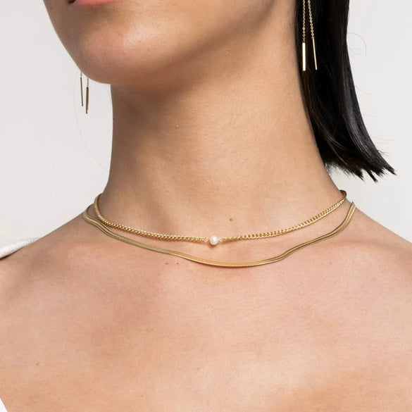 Necklace Stainless Steel Pearl Doublelayer Exquisite Electroplating Light Luxury Highend