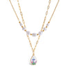 Necklace Stainless Steel Pearl Doublelayer Geometric Minimalist Titanium Steel Pendant Electroplated Jewelry