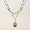 Necklace Stainless Steel Pearl Doublelayer Geometric Minimalist Titanium Steel Pendant Electroplated Jewelry