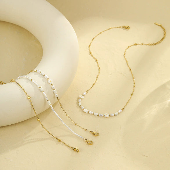 Necklace Stainless Steel Pearl Geometric Electroplating Fashion Women's