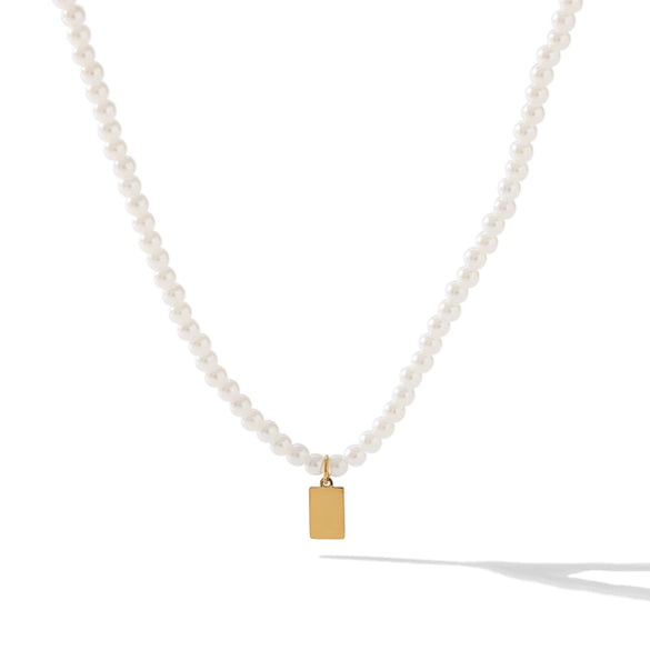 Necklace Stainless Steel Pearl Geometric Titanium Steel Electroplating Women's