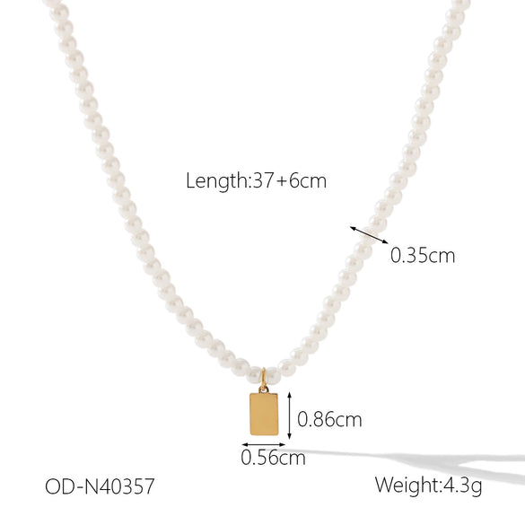 Necklace Stainless Steel Pearl Geometric Titanium Steel Electroplating Women's