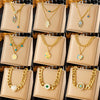 Necklace Stainless Steel Pearl Love Dripping Oil Color Palm Heart Shape Electroplating Women's