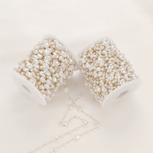 Necklace Stainless Steel Pearl Love Pattern Handmade Electroplated