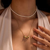 Necklace Stainless Steel Pearl Love Pendant 18K Gold Plated Titanium Steel Jewelry