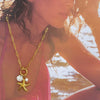 Necklace Stainless Steel Pearl Marine Shell Starfish Geometric Electroplating Women's Jewelry