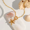 Necklace Stainless Steel Pearl Marine Shell Starfish Geometric Electroplating Women's Jewelry