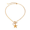 Necklace Stainless Steel Pearl Marine Shell Starfish Geometric Electroplating Women's Jewelry
