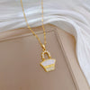 Necklace Stainless Steel Pearl Shell Bag Geometric Light Luxury Elegant Gorgeous For Women