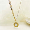 Necklace Stainless Steel Pearl White Natural Stone Straw Hat Pendant Light Luxury For Women Electroplating