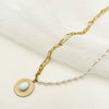 Necklace Stainless Steel Pearl White Natural Stone Straw Hat Pendant Light Luxury For Women Electroplating